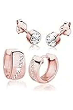 Elli Oorbellen voor dames, creoolse en plugset, met kristallen van 925 sterling zilver, Sterling zilver, Kristal