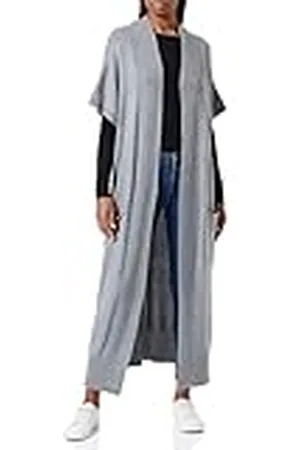 True Religion Dames Long Collarless Vest Vest Vest Grey Melange, Standaard