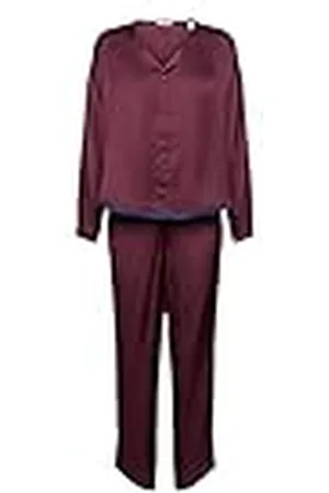 ESPRIT Bodywear dames Satin Colour Block CVE pyjama pyjamaset, bordeaux rood, 44