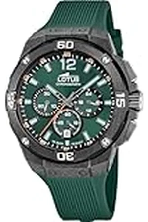 Lotus Horloge Voor Heren 18975/2 Chrono Zwart Koolstofvezel case GroenRubber armband