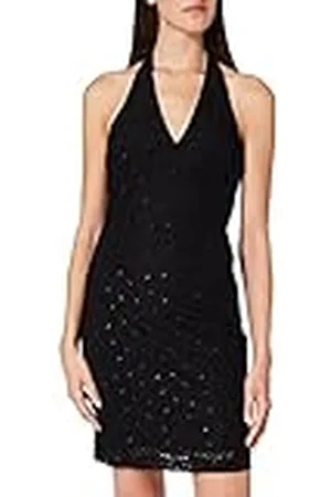 Moschino Dames Fitted Tube Hart Patroon Katoen/Lurex Lace, met diepe V-hals, onzichtbare ritssluiting en open rug. Casual Jurk