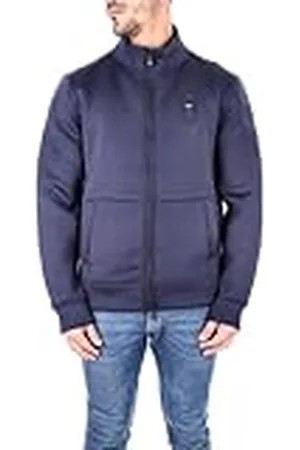 Blauer Open sweatshirt met opstaande kraag voor heren, , 54