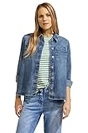 CECIL Dames Style Denim Overshirt Light Bl Coat, , XS