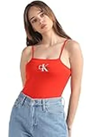 Calvin Klein Jeans Dames Monologo Strappy Body Andere Gebreide Tops, , XXL