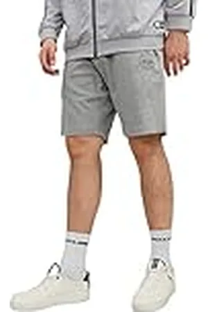 JACK & JONES Heren Sweat Short JPSTSHARK - Relaxed Fit - Plussize Zwart Blauw, , 48 Grote maten
