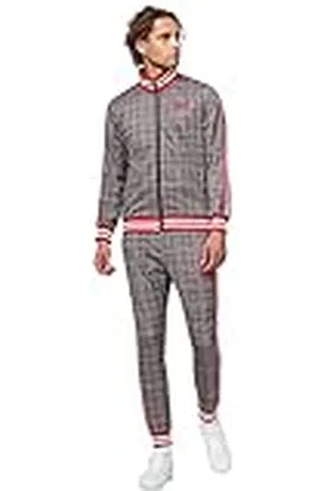 Lonsdale London Heren trainingspak smalle pasvorm GLATRIGILL wit/zwart/rood S 117343
