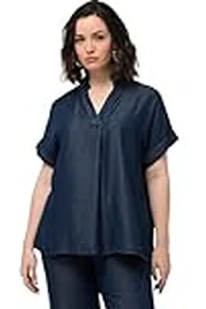 Ulla Popken Dames grote maten, Lyocell oversized blouse met knoopdetail, , 46/48 NL