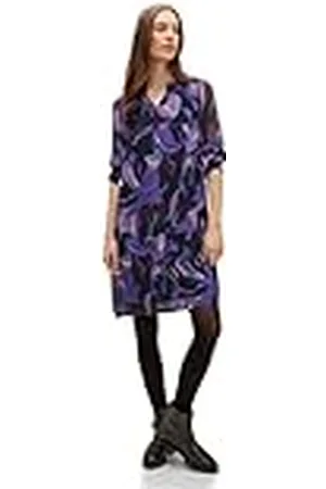 Street one AOP chiffon jurk w smok detai, , 34