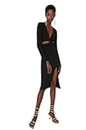 Trendyol Vrouwen Vrouw Getailleerde Bodycon V-hals Geweven Jurk, , 64