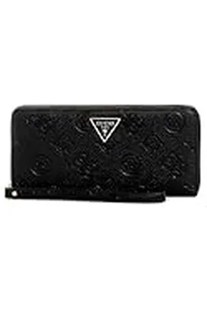 Guess Cresidia rond grote ritssluiting, portemonnee, clutch voor dames, zwart, eenheidsmaat