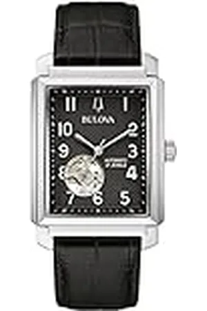 BULOVA Heren analoog automatisch horloge met lederen armband 96A269, , Klassiek
