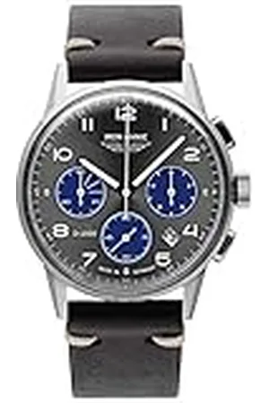 Iron Annie Herenhorloge met vintage lederen band serie G38 kwarts chronograaf datum 5372, , Klassiek