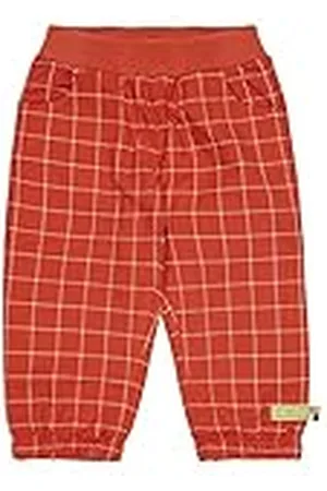 loud + proud Unisex ruiten, GOTS gecertificeerde broek, cinnamon, 122/128
