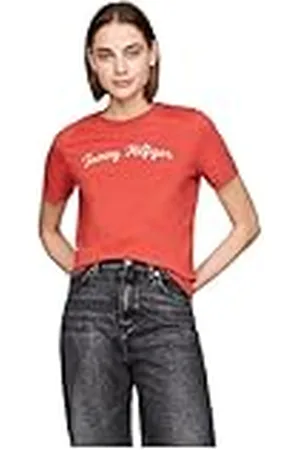 Tommy Hilfiger Dames Regular Fit T-shirt met ronde hals en korte mouwen, , M