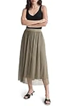 DKNY Logo Waist Band Plisse Mesh Rok, , M Dames, , M