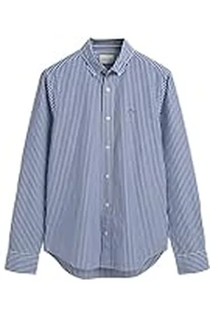 GANT Heren Slim POPLIN Stripe Shirt Klassiek hemd, College Blue, Standaard, , M