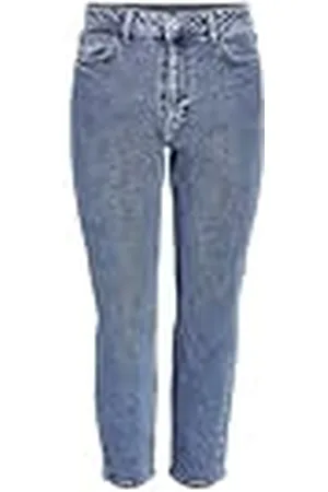 Noisy May Dames Enkel Jeans Losse Slim Fit Denim Broek Hoge Taille NM MONI, Colour:Blue, Size:29W / 32L, Beenlengte:L32