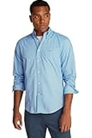 Tommy Hilfiger Heren Flex POPLIN nep solide rf shirt MW0MW38140 L/S shirt, blauw, M, , M