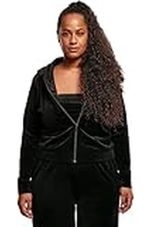 Urban classics Dames Zip Hoody van zacht fluweel sweatjack kort gesneden, met capuchon en zakken, maat XS tot 5XL, , M