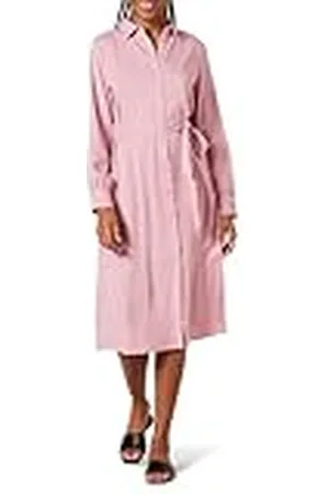 Amazon Dames Georgette lange mouwen midi-lengte overhemdjurk, , S