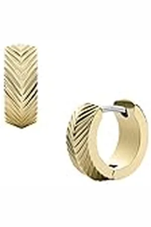 Fossil All Stacked Up Goudkleurige Roestvrijstalen Hoepeloorbellen voor Dames, JF04539710