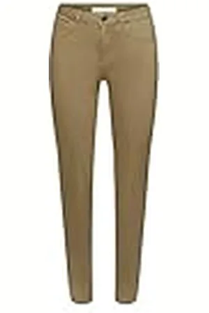 ESPRIT Skinny fit broek met gemiddelde taillehoogte, kakigroen, 38W x 30L