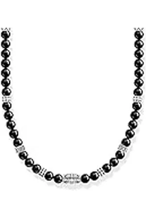 Thomas Sabo Herren Kette mit schwarzen Onyx-Beads Silber, aus 925er Sterlingsilber mit Beads aus Onyx, Länge 50cm, KE2180-507-11-L50