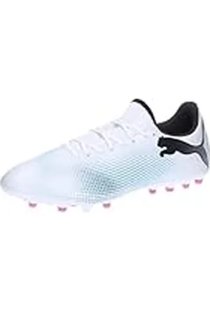 PUMA Future 7 Play Mg voetbalschoen voor heren, Wit Zwart Poison Roze, 44.5 EU