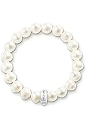 Thomas Sabo Bedelarmband voor dames Charm Club 925 sterling nylon zoetwaterparel wit lengte 15,5 cm X0041-082-14-L, 15,50 cm, Metaal