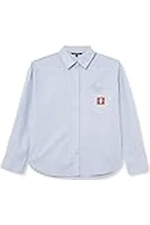Armani Exchange Lyocell katoenen poplin longsleeve-button down met Ax logo patch shirt, , XL