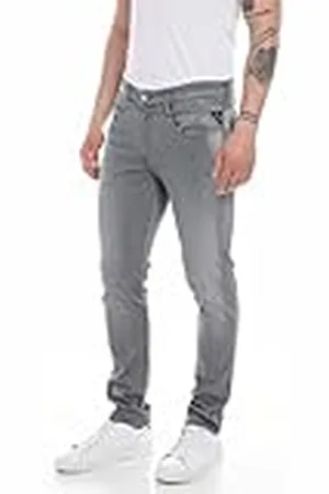 Replay Anbass Herenjeans, slimfit, gerecycled, 095, lichtgrijs, 29W x 34L