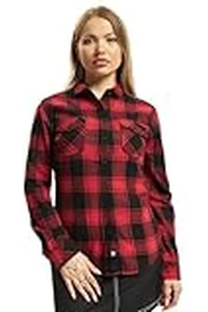 Brandit Amy Flannel Checkshirt Flanellen overhemd zwart-rood S 100% katoen Basics, Rock wear