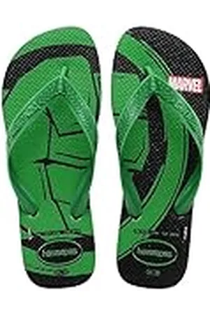 Havaianas Unisex Top Marvel Logomania Flip-Flop, Zwart/Patria Groen, 12/13 UK, Zwart Patria Groen, 12/13 UK