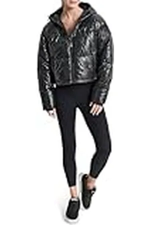 DKNY Cropped Puffer Jacket voor dames met reliëfprint, , S