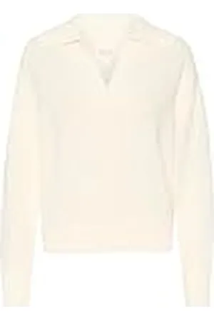 Part Two Damestrui V-Notch Neck Johnny Collar Casual Fit Rib Knit, , M