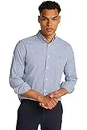 Tommy Hilfiger Heren Flex POPLIN Gingham RF Shirt MW0MW37548 L/S Shirt, blauw, XL, , XL