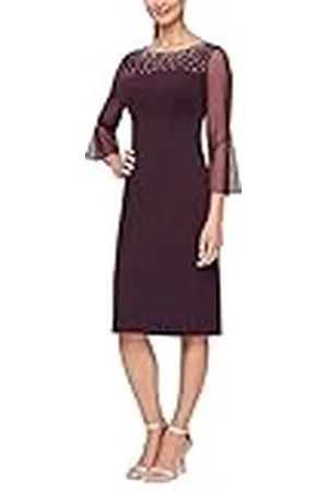 Alex Evenings Alex Korte jurk voor dames met versierde illusiedetails voor speciale gelegenheden, , 36