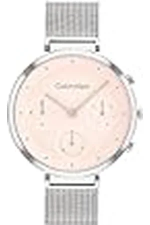 Calvin Klein Analoog multifunctioneel kwartshorloge voor dames met zilveren roestvrijstalen armband - 25200286