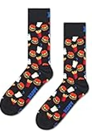 Happy Socks Sokken met hamburgerprint - leuke sokken van biologisch katoen voor dames en heren