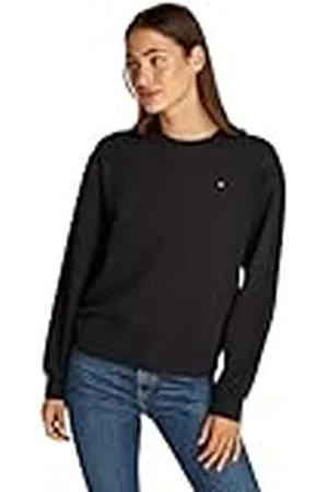 Tommy Hilfiger Dames REG FLAG ON CHEST SWTSHRT WW0WW41246 Pullover Sweatshirt, Zwart, XS, , XS