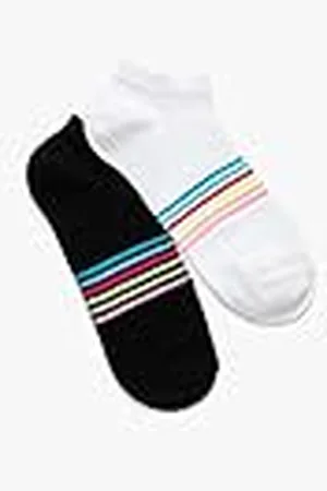 Koton Vrouwen 2-Pack Bootie Sokken Set Strip Gedetailleerd Veelkleurig, Wit (000), One Size, , Eén Maat