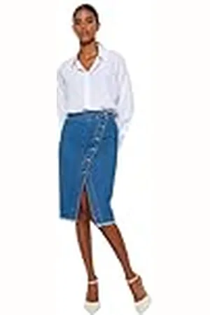 Trendyol Midi-asymmetrische wikkelrok voor dames, , 34