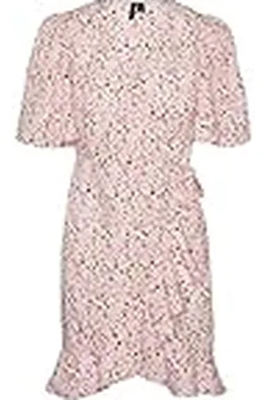 VERO MODA VMEMMA Henna 2/4 Short WRAP Jurk WVN GA Jurk, Parfait Pink/AOP: Mille Flower, S, , S