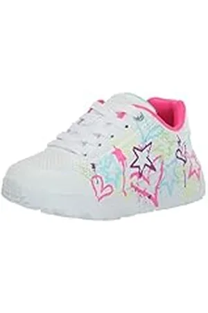 Skechers Street Girls Sneakers voor meisjes, Witte synthetische neon multi trim, 36 EU