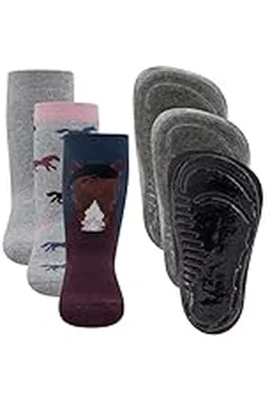 Ewers 3-pack paardenstopper sokken SoftStep, sokken met antislip zool voor meisjes, antislip sokken met rubberen zool, MADE IN GERMANY, 3 paar antislip kindersokken, maat 35-38