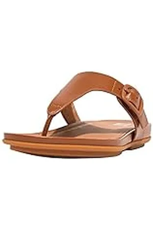 FitFlop Dames Gracie rubberen gesp lederen teenslippers plat, , 38 EU