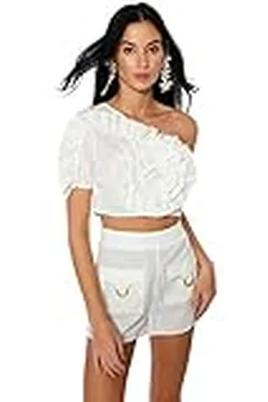 Trendyol Dames Dames Slim Fit Basic Asymmetrische Kraag Geweven Blouse Shirt, , 36