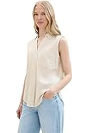 TOM TAILOR Basic mouwloze damesblouse met borstzakken, , 36