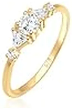 Elli Ring PREMIUM Ring Dames Filigraan Geo Fonkelend met zirkonia kristallen in 925 sterling zilver verguld