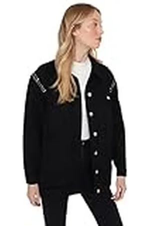 Trendyol Dames Modest Regular Basic Plain Denim Jas Coat, , 42, , 16
